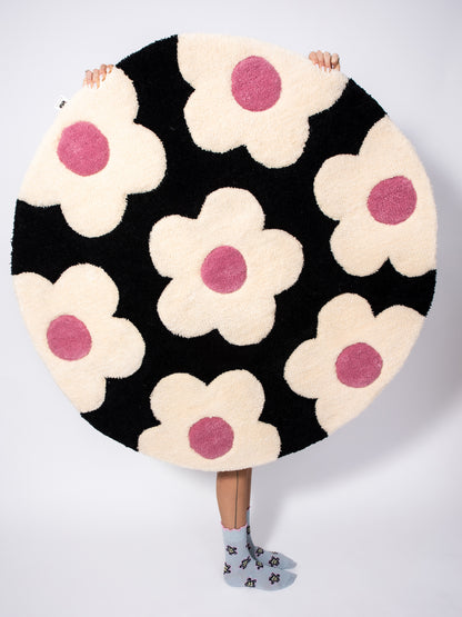 Round Floral Tufted Rug