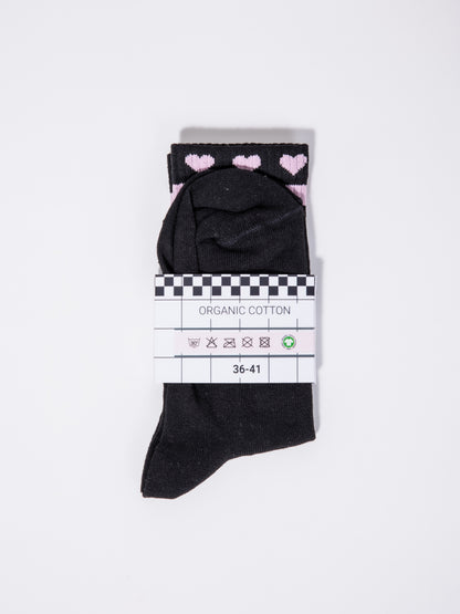 Hearts and Checkers Rib Socks