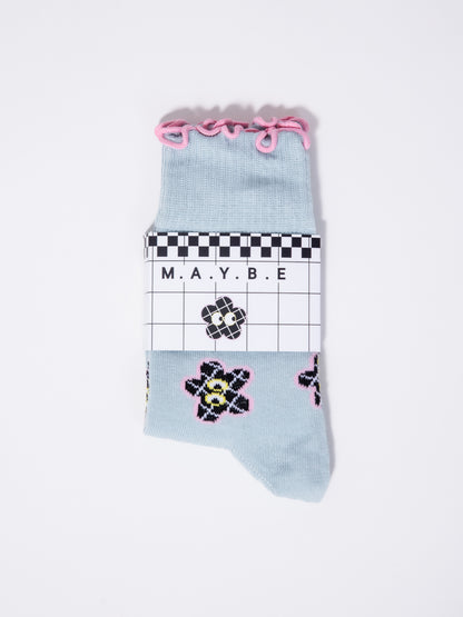 Floral Socks With Frill Top