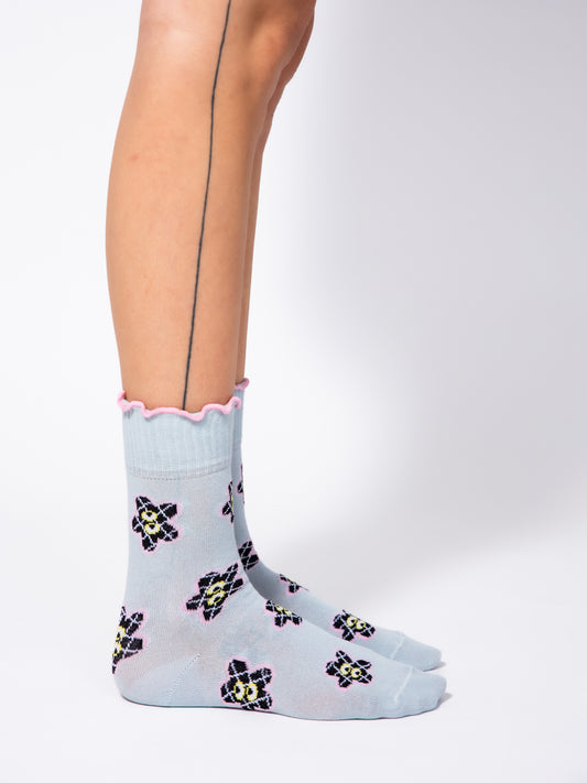 Floral Socks With Frill Top