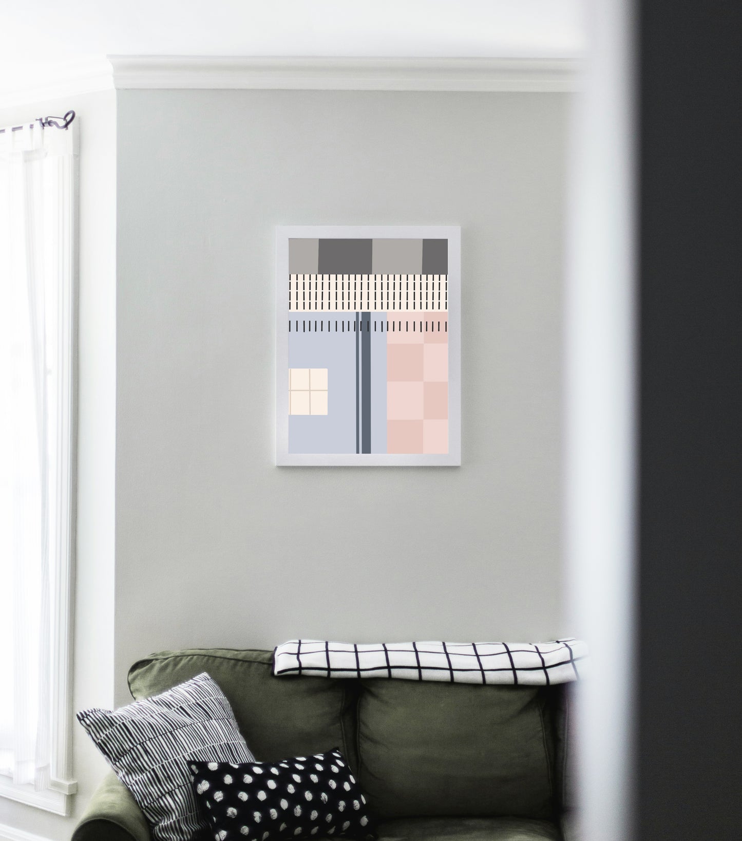 Framed Art Print Checkers and Lines - House Mockup