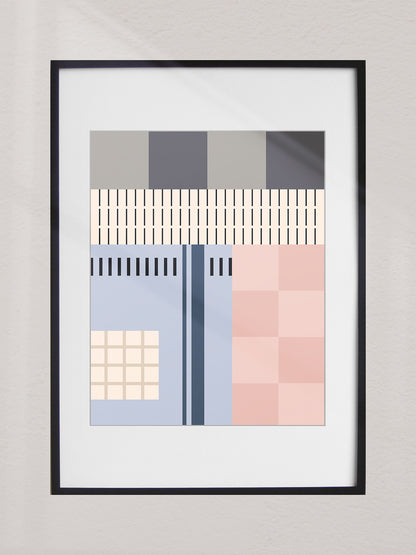 Framed Art Print Checkers and Lines