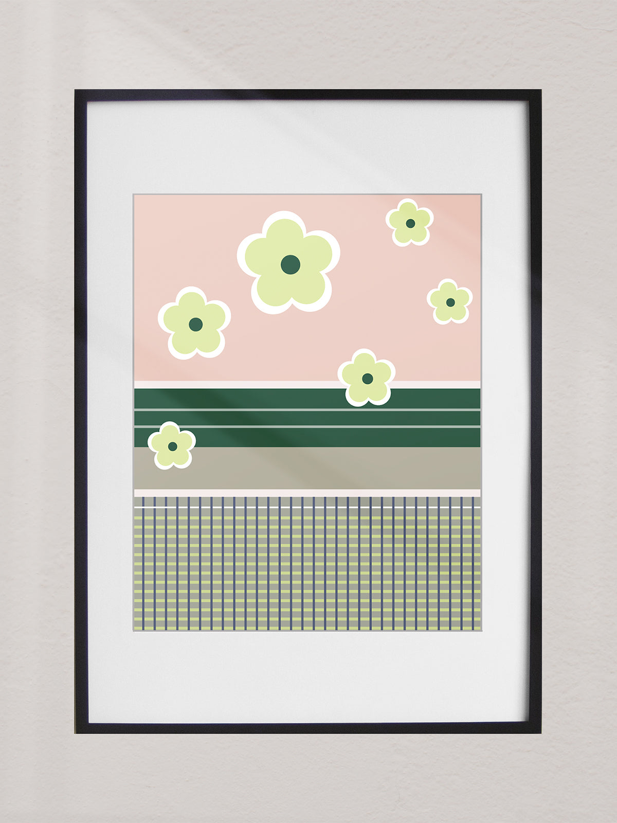 Framed Art Print Floral Tennis Court