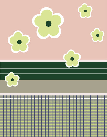 Framed Art Print Floral Tennis Court