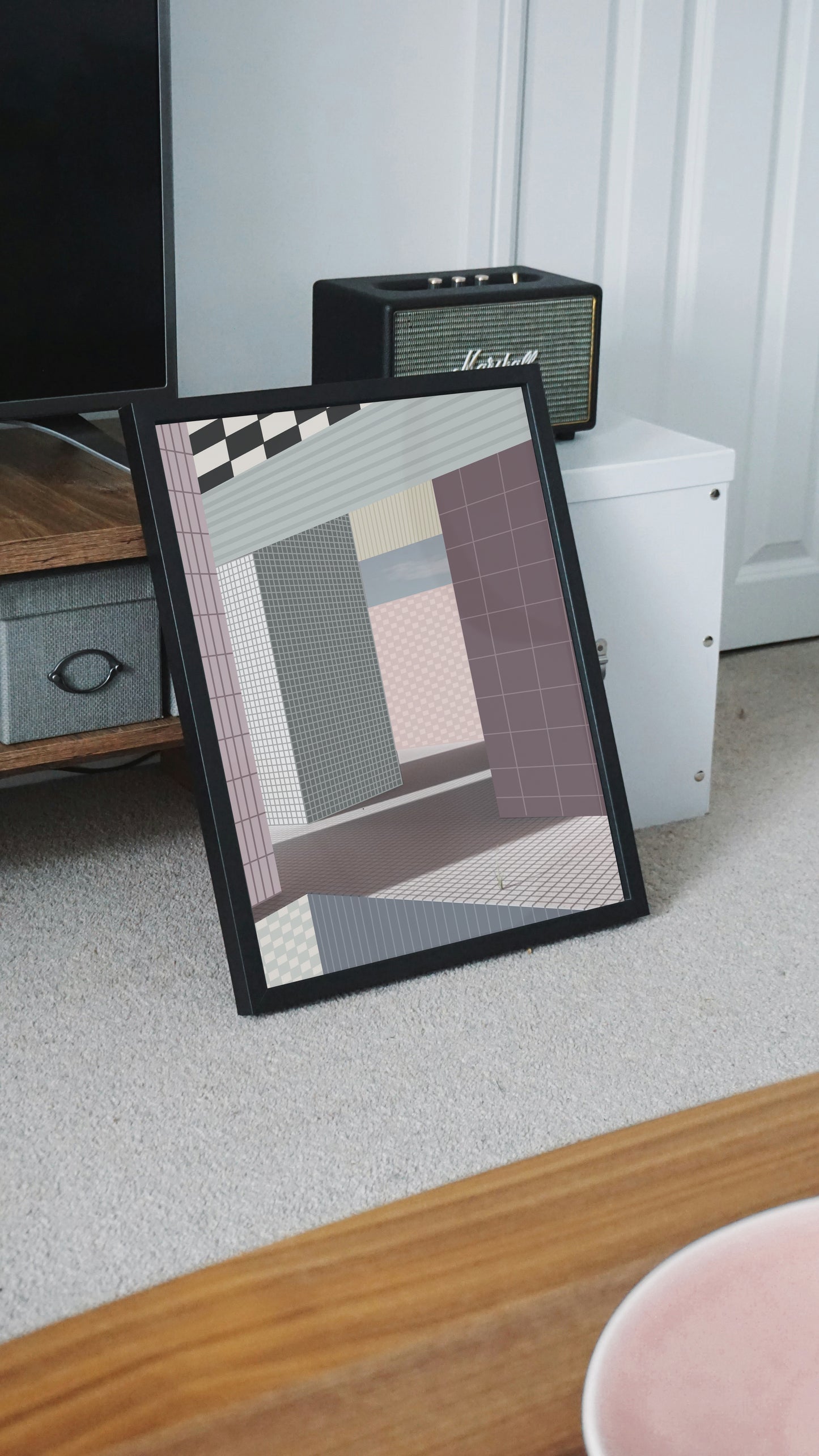 Framed Art Print Grids and Checkers - House Mockup